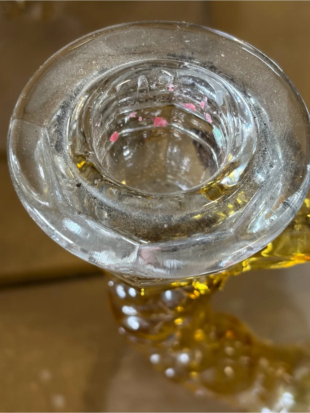 Vintage Amber Glass Double Candle Holder - Decorative Home Accent